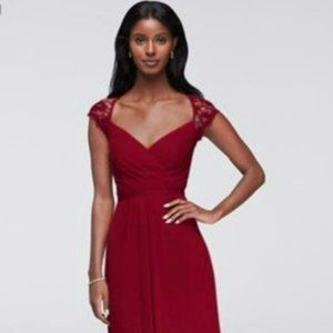 Davids Bridal bridesmaid dress, size 6 (new with tags) apple red